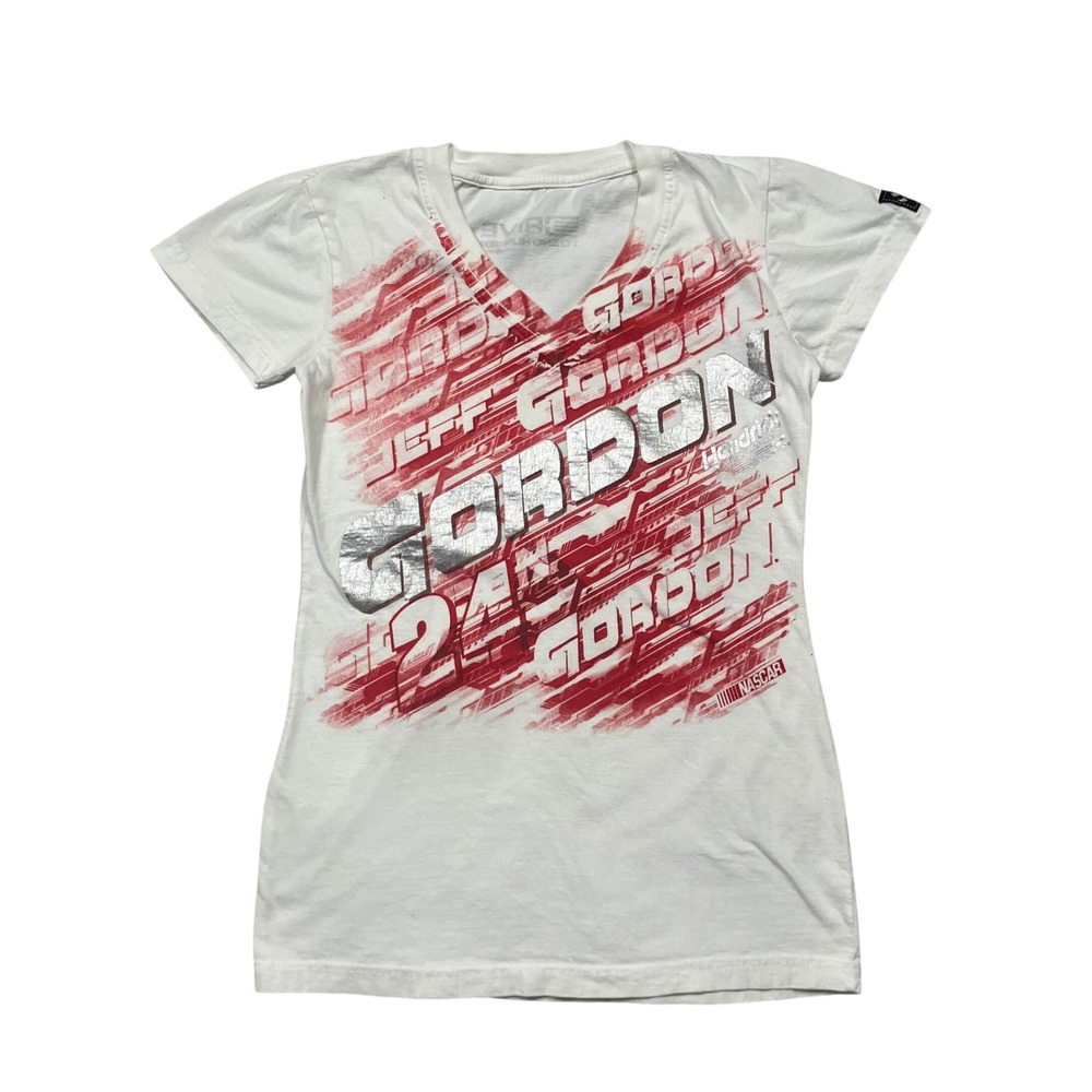 Y2K NASCAR Racing Womens V Neck T Shirt Jeff Gordon 24